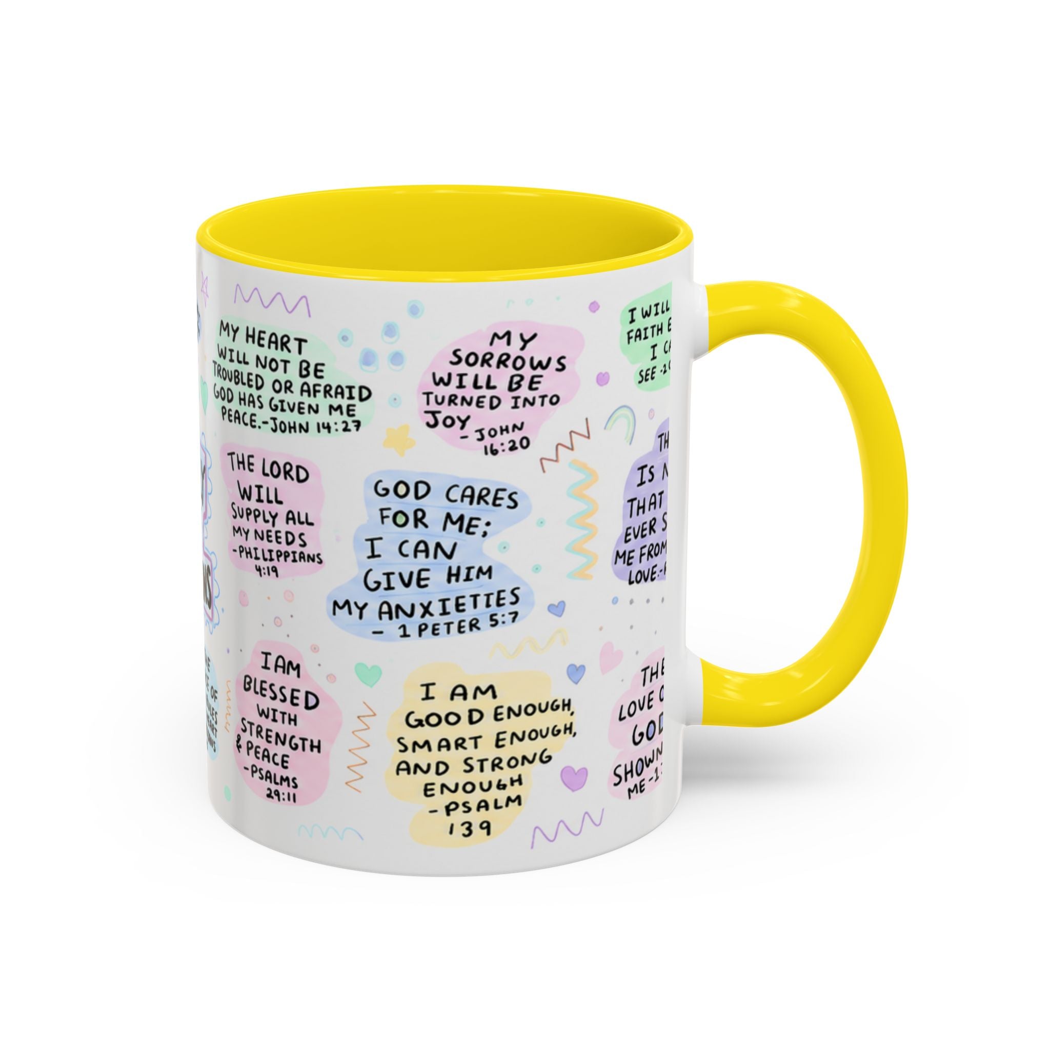 My Daily Bible Affirmations Accent Coffee Mug — Inspirational Christian Scripture Quotes (11/15 oz)