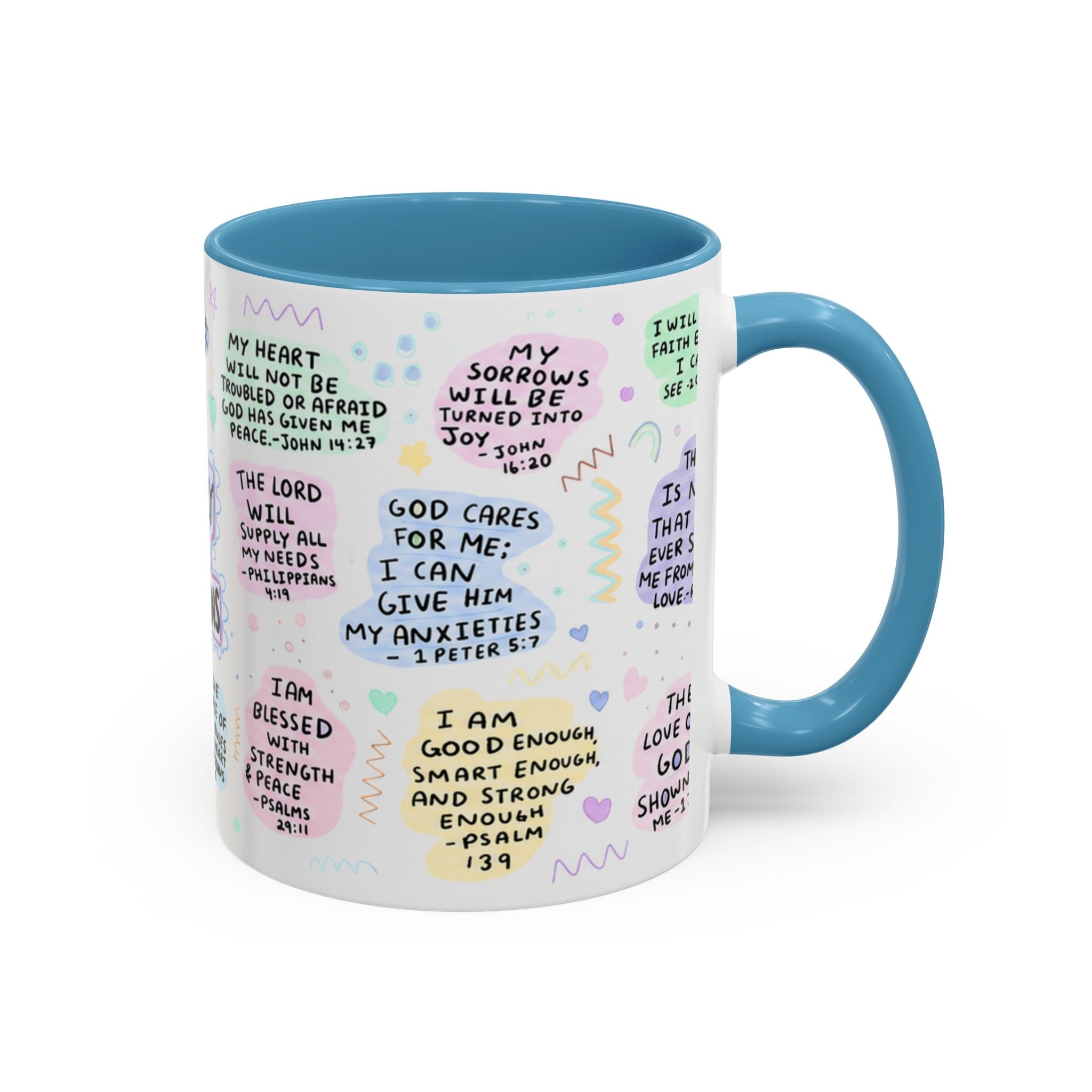 My Daily Bible Affirmations Accent Coffee Mug — Inspirational Christian Scripture Quotes (11/15 oz)