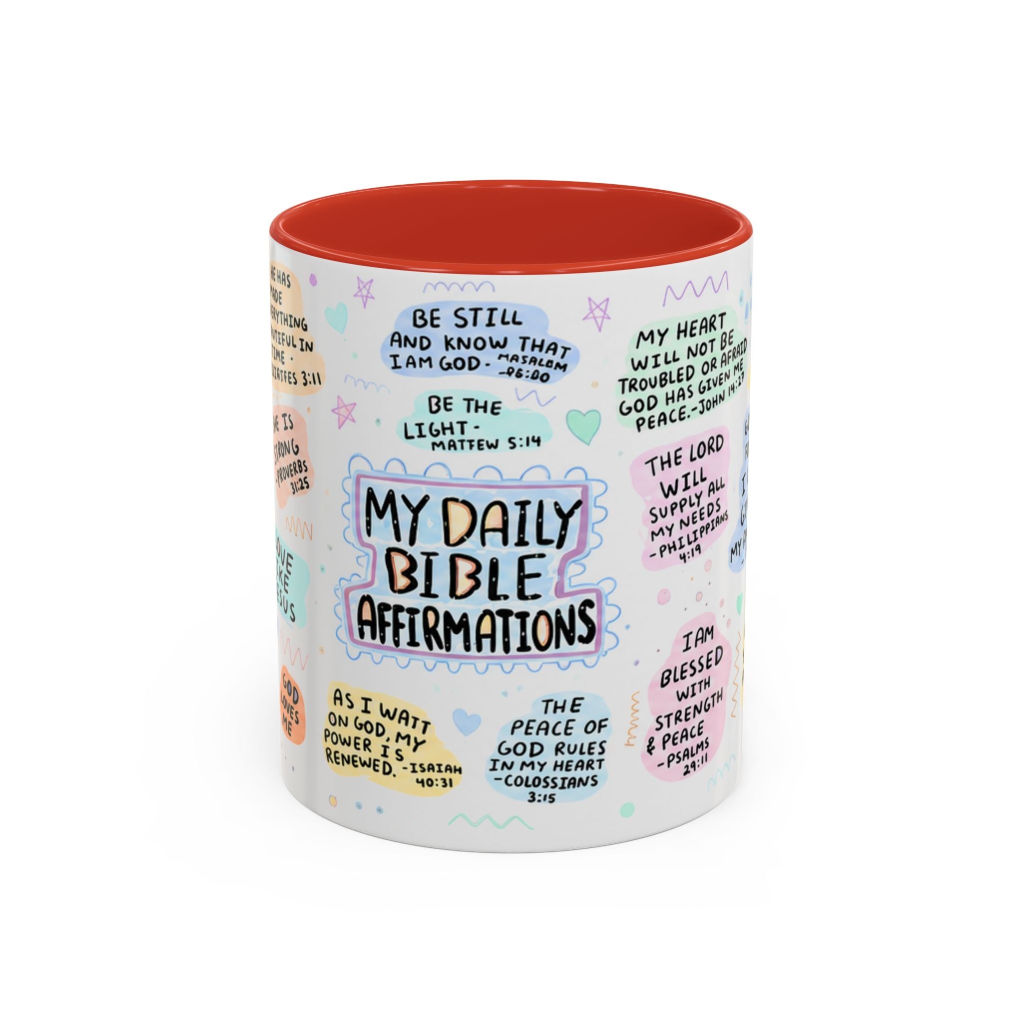 My Daily Bible Affirmations Accent Coffee Mug — Inspirational Christian Scripture Quotes (11/15 oz)