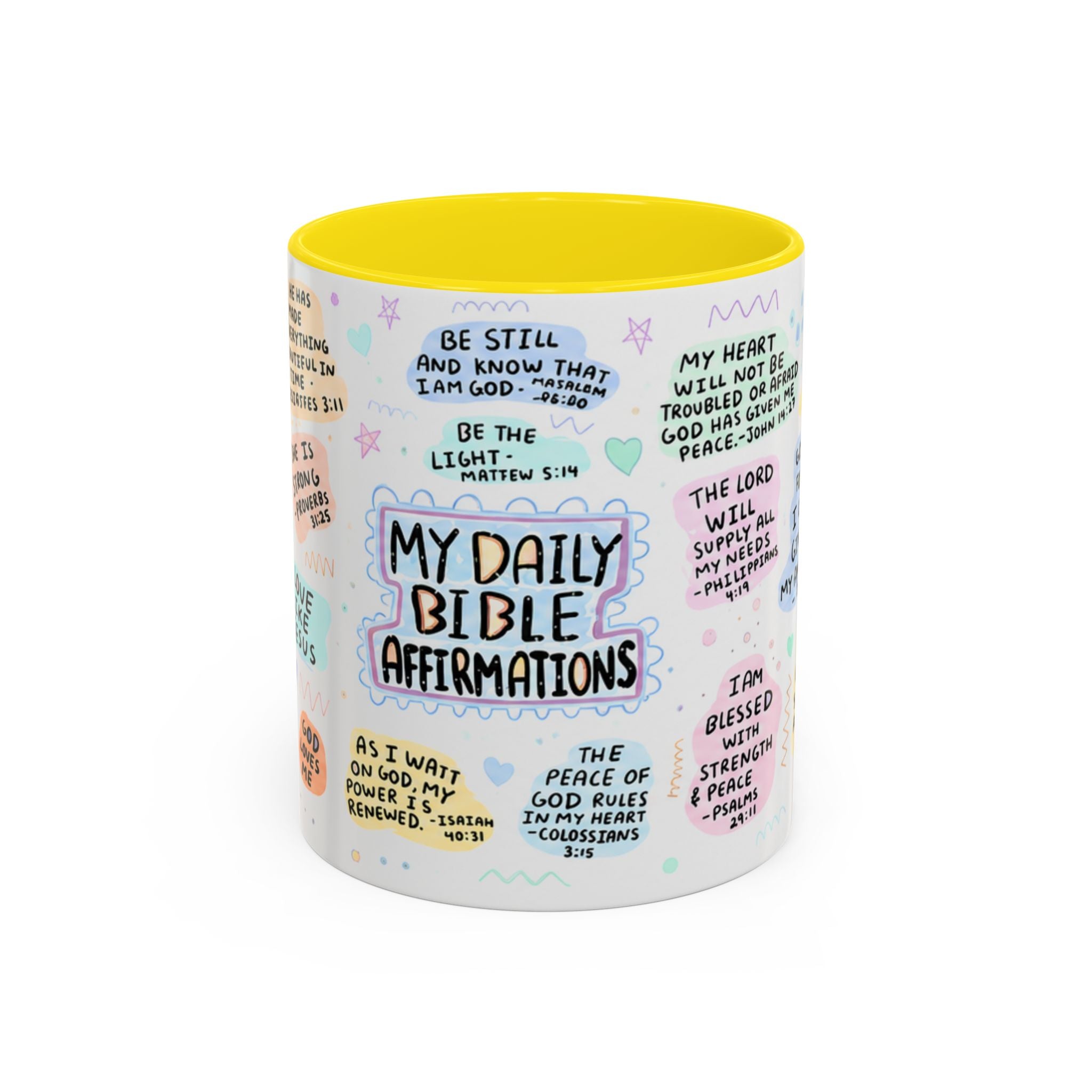 My Daily Bible Affirmations Accent Coffee Mug — Inspirational Christian Scripture Quotes (11/15 oz)