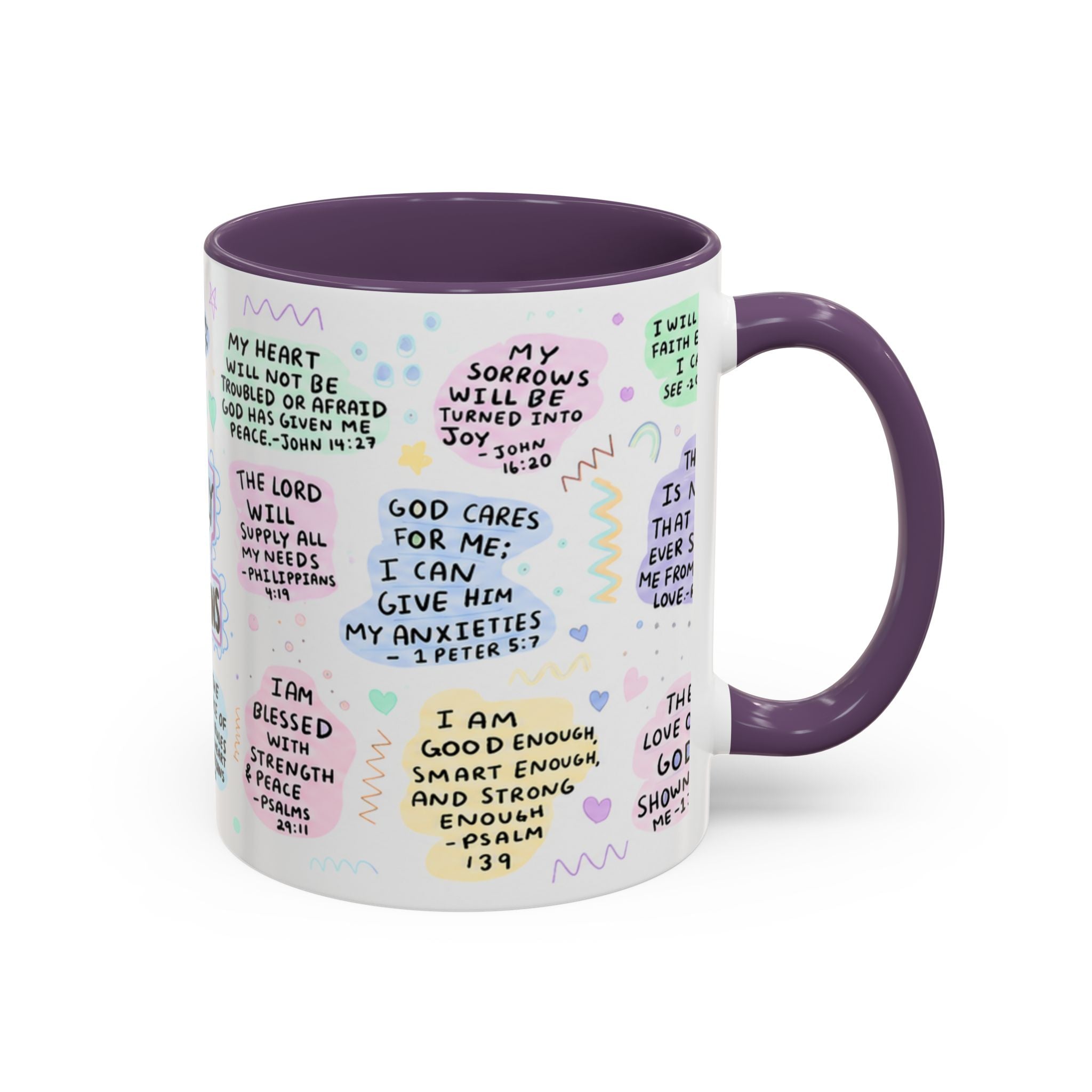 My Daily Bible Affirmations Accent Coffee Mug — Inspirational Christian Scripture Quotes (11/15 oz)