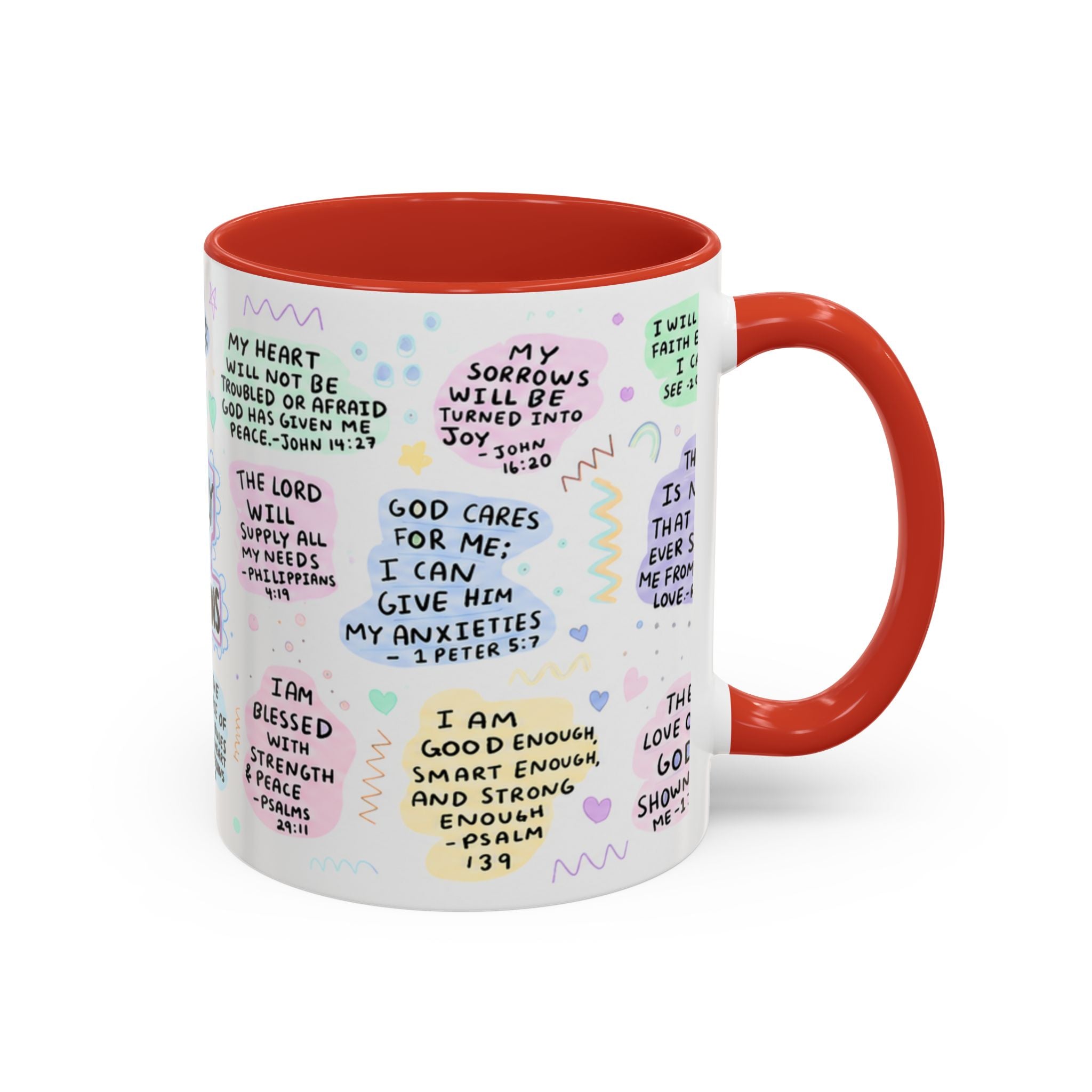My Daily Bible Affirmations Accent Coffee Mug — Inspirational Christian Scripture Quotes (11/15 oz)