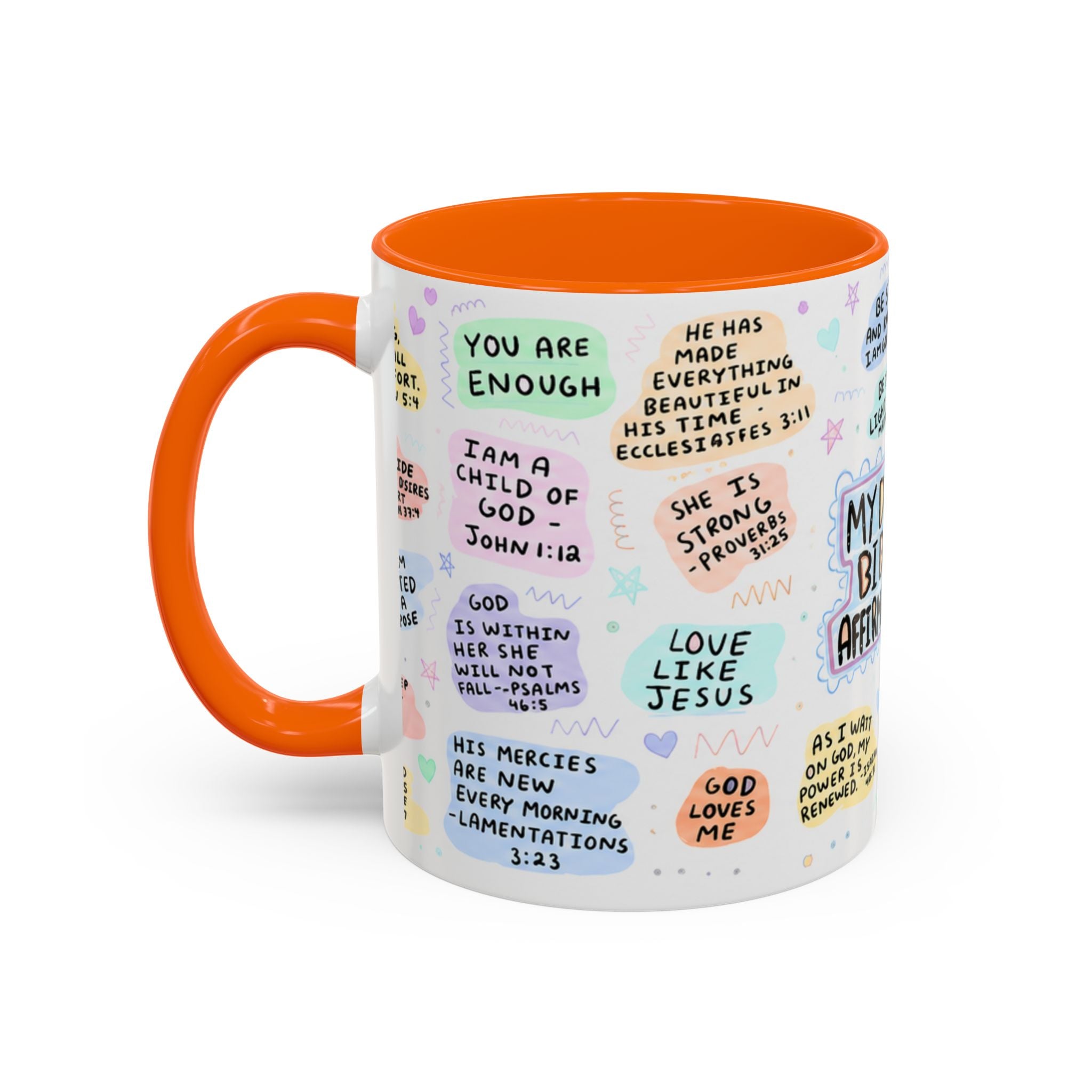 My Daily Bible Affirmations Accent Coffee Mug — Inspirational Christian Scripture Quotes (11/15 oz)