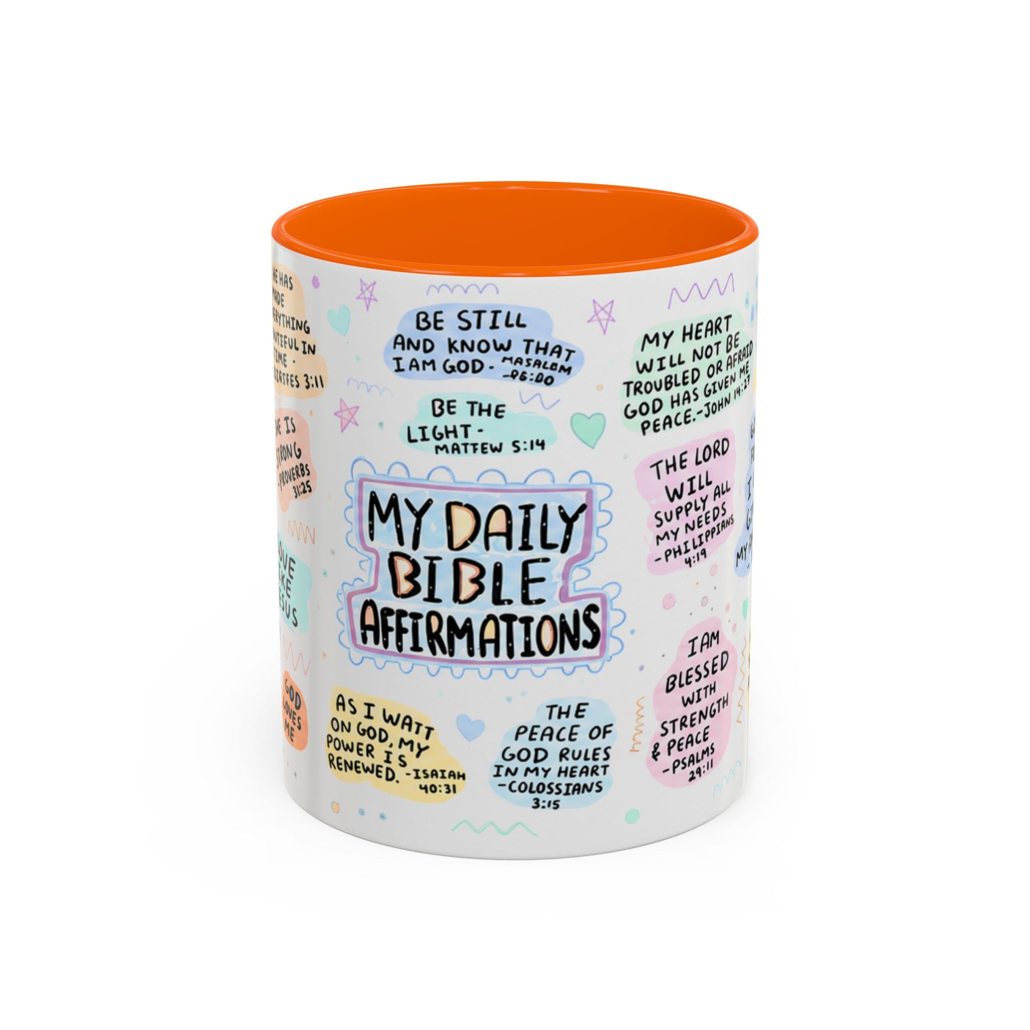 My Daily Bible Affirmations Accent Coffee Mug — Inspirational Christian Scripture Quotes (11/15 oz)