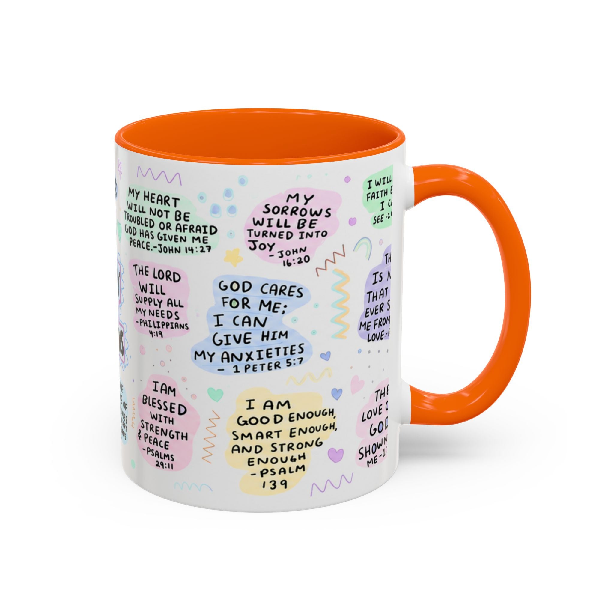 My Daily Bible Affirmations Accent Coffee Mug — Inspirational Christian Scripture Quotes (11/15 oz)