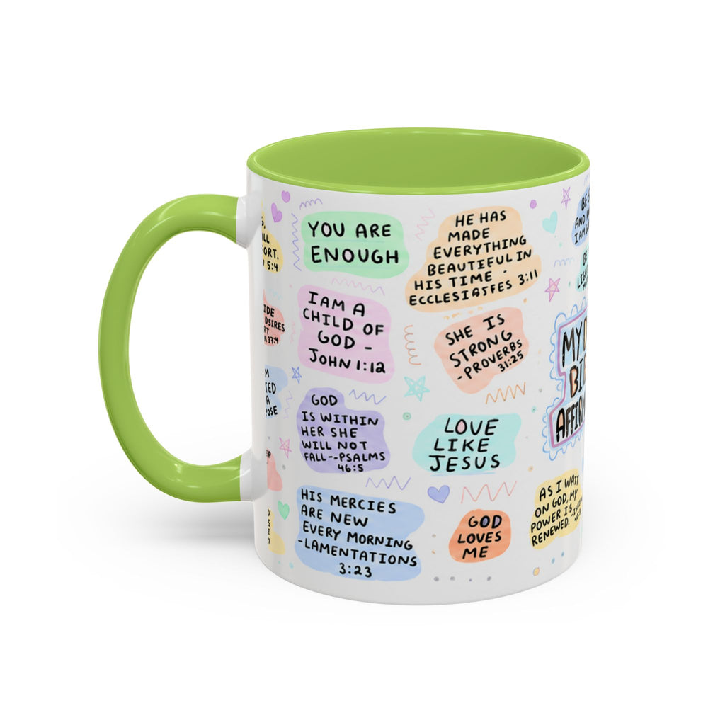 My Daily Bible Affirmations Accent Coffee Mug — Inspirational Christian Scripture Quotes (11/15 oz)
