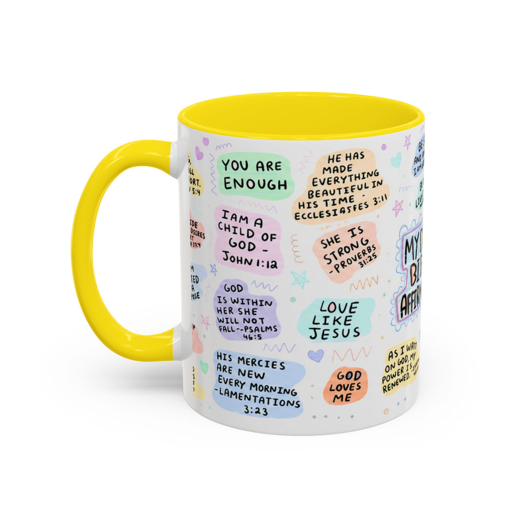 My Daily Bible Affirmations Accent Coffee Mug — Inspirational Christian Scripture Quotes (11/15 oz)
