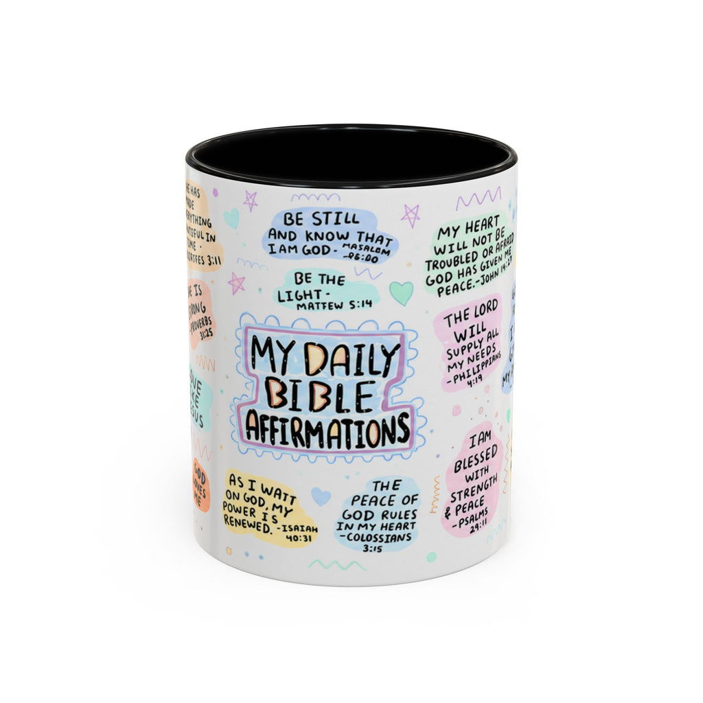 My Daily Bible Affirmations Accent Coffee Mug — Inspirational Christian Scripture Quotes (11/15 oz)