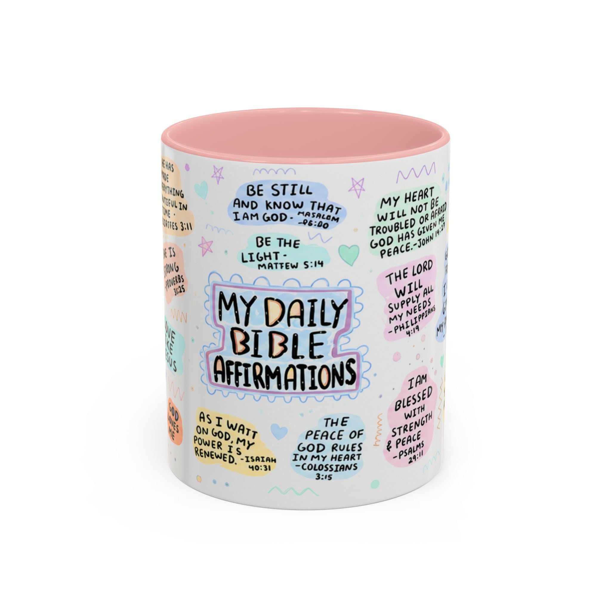 My Daily Bible Affirmations Accent Coffee Mug — Inspirational Christian Scripture Quotes (11/15 oz)
